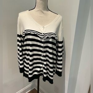 Talbots flirty black and white charming cardigan
